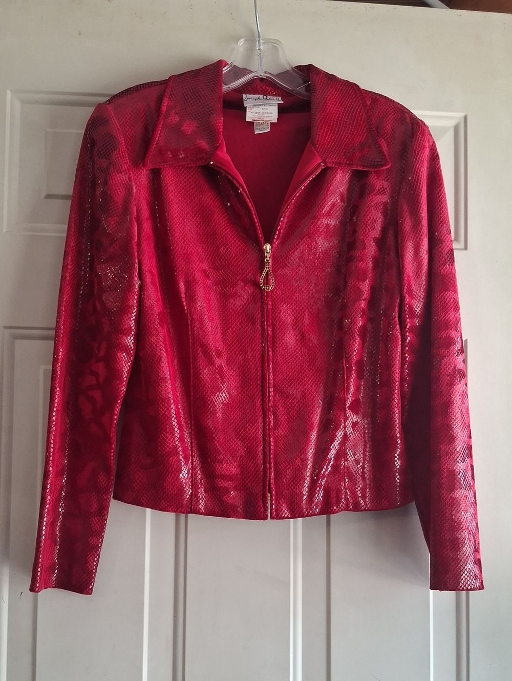 Joseph Ribkoff Red Faux Snakeskin Zip Jacket